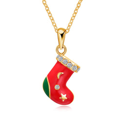 cubic zirconia & 18K Gold-Plated Boot Pendant Necklace - streetregion