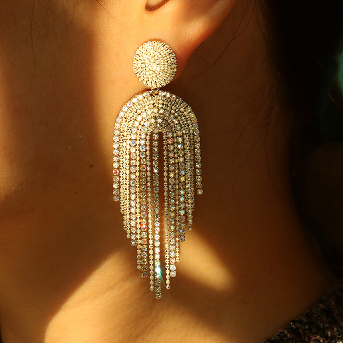 White Acrylic & Cubic Zirconia 18K Gold-Plated Tassel Drop Earrings