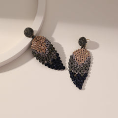 Blue Cubic Zirconia & 18K Gold-Plated Leaves Drop Earrings