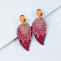 Purple Cubic Zirconia & 18K Gold-Plated Leaves Drop Earrings