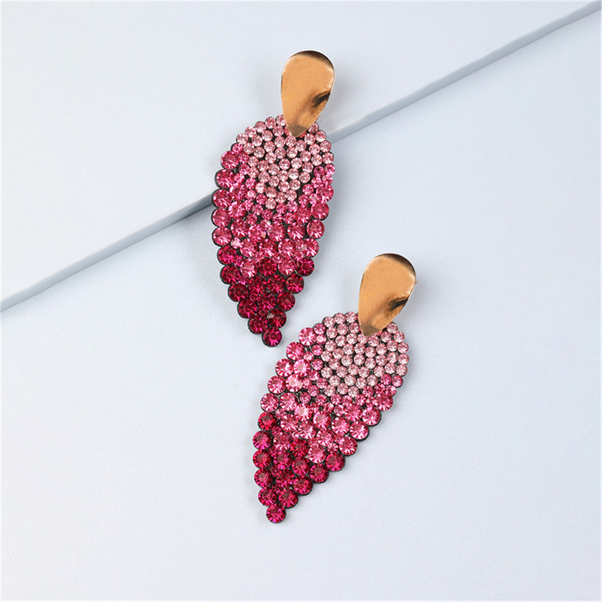 Purple Cubic Zirconia & 18K Gold-Plated Leaves Drop Earrings