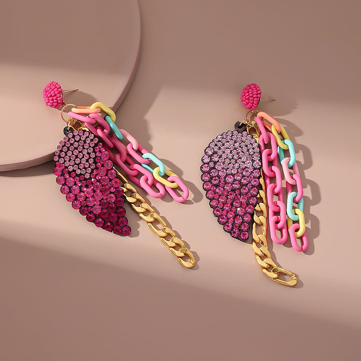 Purple Cubic Zirconia & 18K Gold-Plated Leaf Drop Earrings