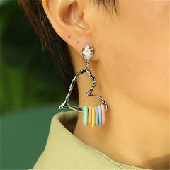 Crystal & Acrylic Silver-Plated Rainbow Heart Hoop Earrings