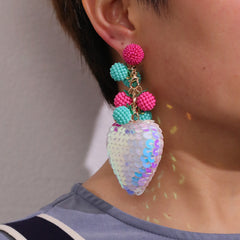 Teal & Fuchsia Howlite Heart Drop Earrings