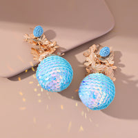 Blue Howlite & 18k Gold-Plated Butterflies Sequin Ball Drop Earrings