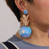 Blue Howlite & 18k Gold-Plated Butterflies Sequin Ball Drop Earrings