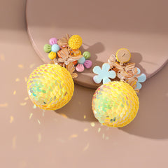 Yellow & Light Blue Howlite 18K Gold-Plated Flower Drop Earrings