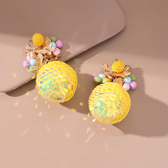 Yellow & Light Blue Howlite 18K Gold-Plated Flower Drop Earrings