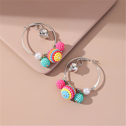 Acrylic and Pearl Two-Tone Bayberry Ball Hoop Earrings, drop earrings for women, vintage-inspired design, side view