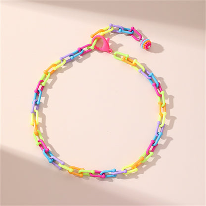 Howlite Multicolor Linked Ball Charm Anklet, anklet bracelet, botanical inspired, detail close-up