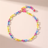 Lab-Created Howlite Multicolor Linked Ball Charm Anklet