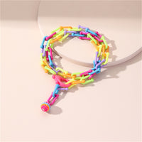Lab-Created Howlite Multicolor Linked Ball Charm Anklet