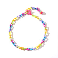 Lab-Created Howlite Multicolor Linked Ball Charm Anklet