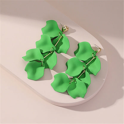 Green Enamel and 18K Gold-Plated Leaf Sprig Drop Earrings, gold drop earrings for women, botanical inspired, lifestyle look