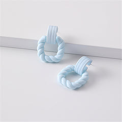 Blue Acrylic & Silver-Plated Twist Open Square Drop Earrings