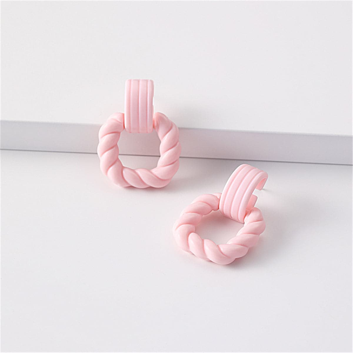Pink Spiral Hoop Earrings