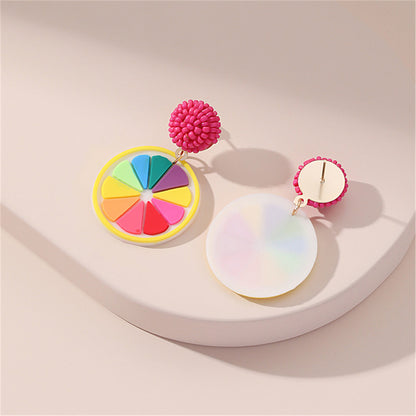 Fuchsia and Howlite 18K Gold-Plated Rainbow Lemon Drop Earrings, gold drop earrings for women, styled look