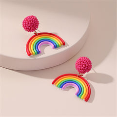 Fuchsia & Howlite 18K Gold-Plated Rainbow Arch Drop Earrings
