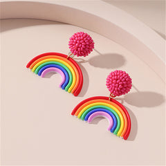 Fuchsia & Howlite 18K Gold-Plated Rainbow Arch Drop Earrings