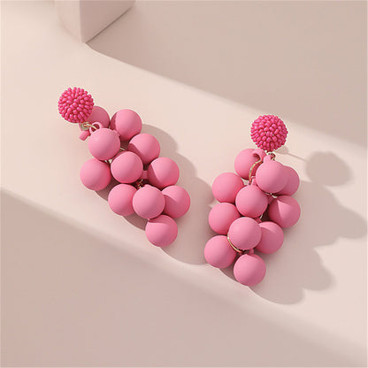 Rose Red Howlite and Acrylic Grape Drop Earrings, drop earrings for women, botanical inspired, detail close-up
