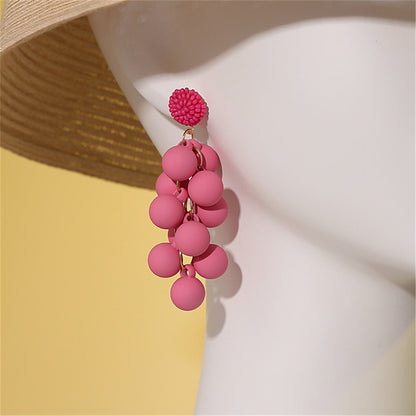 Rose Red Howlite and Acrylic Grape Drop Earrings, drop earrings for women, botanical inspired, side view
