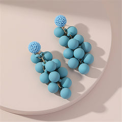 Blue Acrylic & Howlite Round Grape Drop Earrings