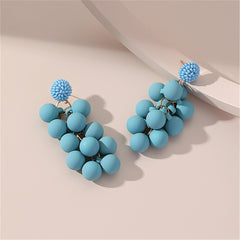 Blue Acrylic & Howlite Round Grape Drop Earrings