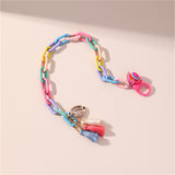 Lab-Created Howlite & Goldtone Multicolor Linked Flower & Tassel Anklet