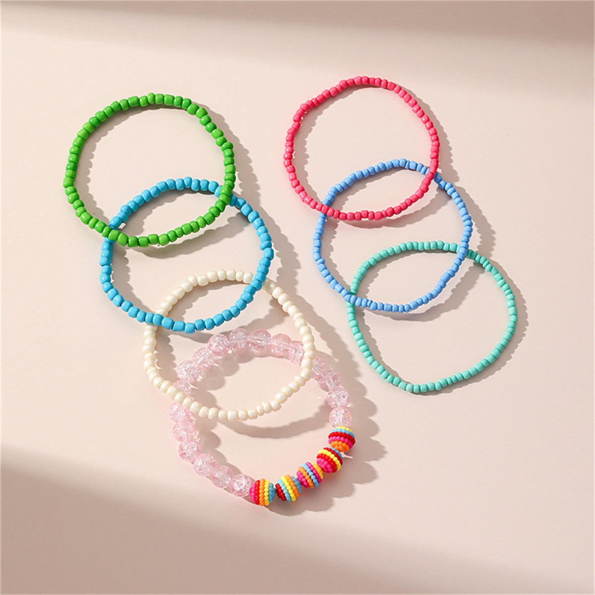 Howlite Multicolor Stretch Anklet Set, jewelry gift sets for women, vintage-inspired design, detail close-up