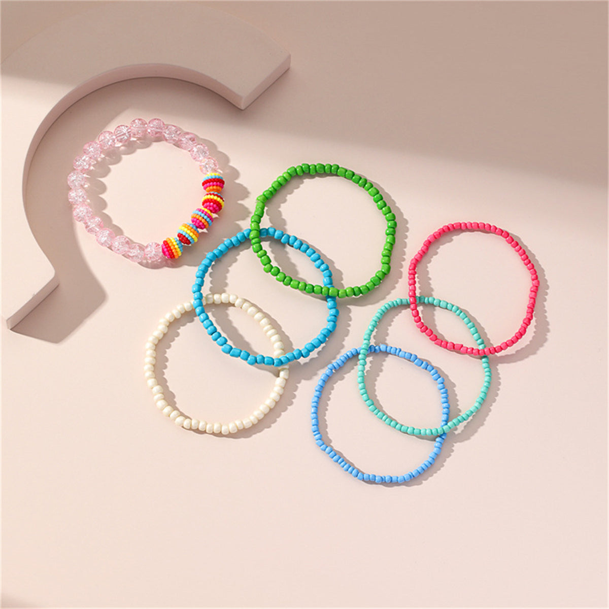 Howlite Multicolor Stretch Anklet Set, jewelry gift sets for women, vintage-inspired design, side view
