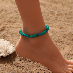 Turquoise Beaded Stretch Anklet