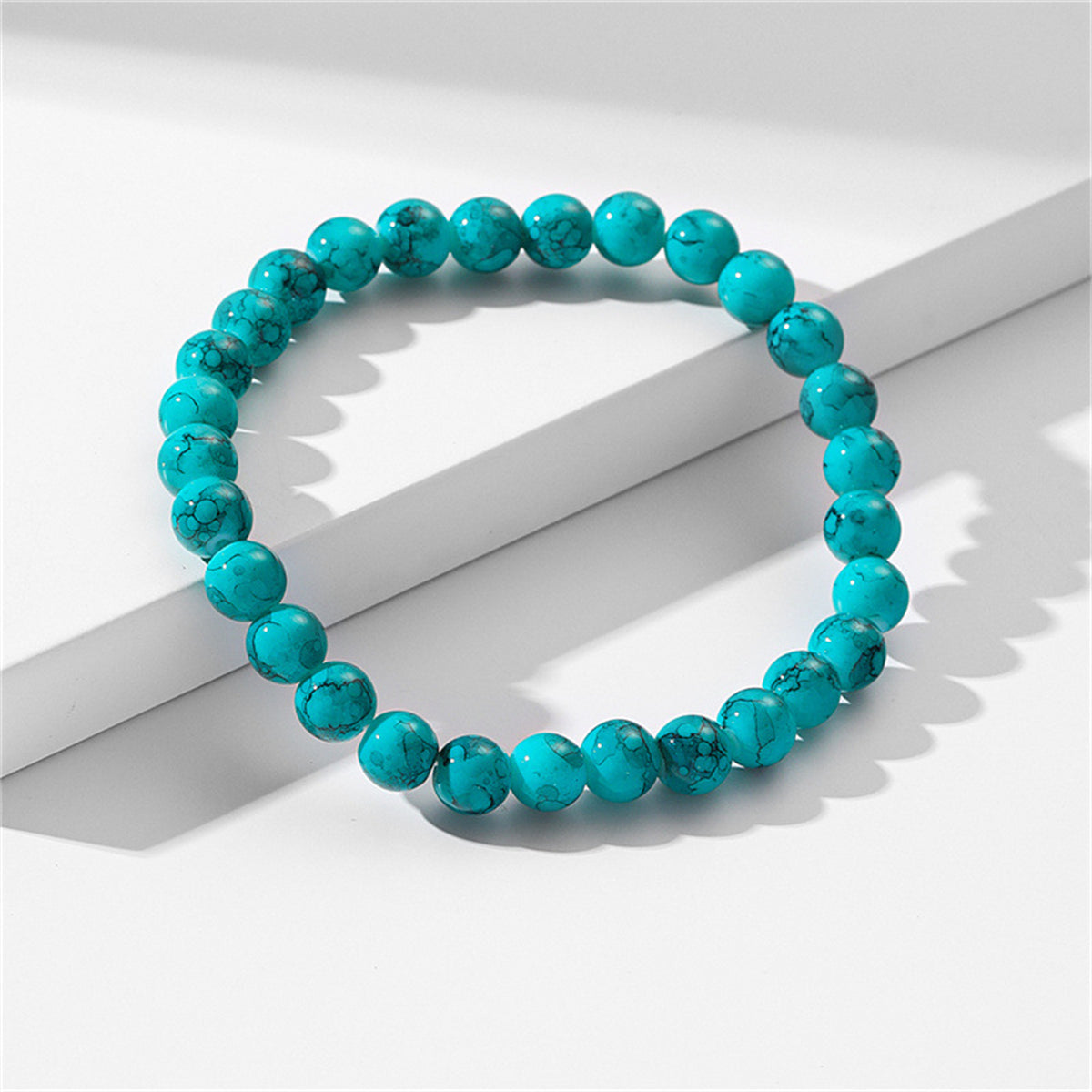 Turquoise Beaded Stretch Anklet, anklet bracelet, everyday style, detail close-up
