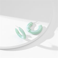 Green Pastel & Silver-Plated Hoop Earrings