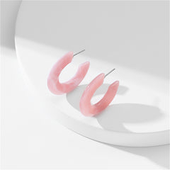 Pink Pastel & Silver-Plated Hoop Earrings