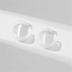 Clear Resin & Silver-Plated Open Hoop Earrings