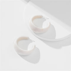 White Resin & Silver-Plated Huggie Earrings