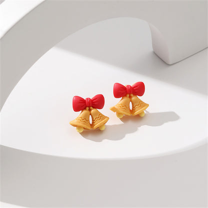 Red Resin and Silver-Plated Bow Bell Stud Earrings, silver stud earrings for women, botanical inspired, lifestyle look