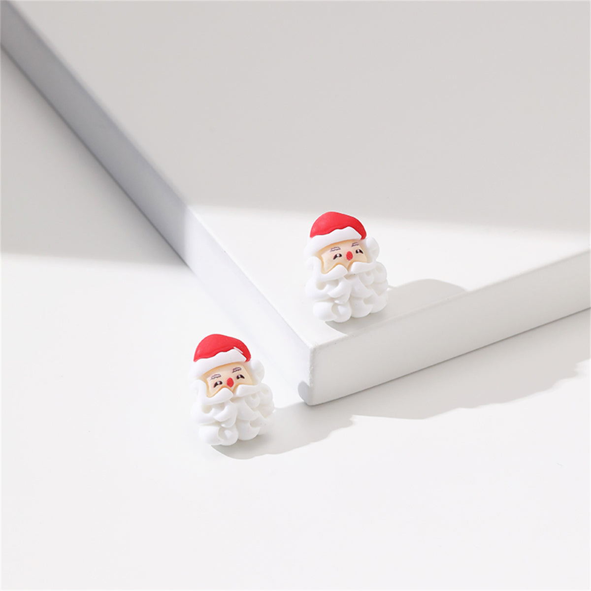 White & Red Santa Face Stud Earrings