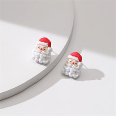 White & Red Santa Face Stud Earrings