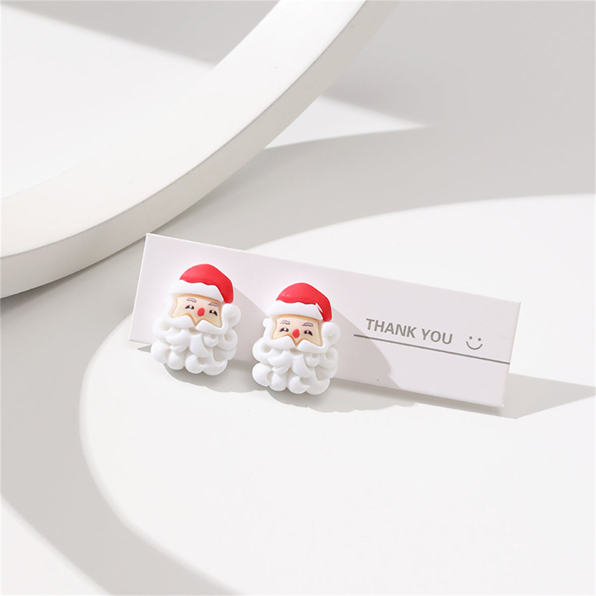White & Red Santa Face Stud Earrings