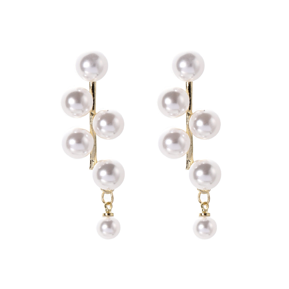 Pearl and 18K Gold-Plated Drop Earrings, gold drop earrings for women, botanical inspired, side view