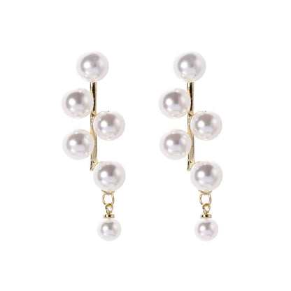 Pearl and 18K Gold-Plated Drop Earrings, gold drop earrings for women, botanical inspired, side view