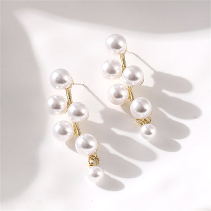 Pearl and 18K Gold-Plated Drop Earrings, gold drop earrings for women, botanical inspired, detail close-up