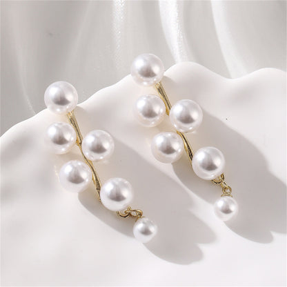 Pearl and 18K Gold-Plated Drop Earrings, gold drop earrings for women, botanical inspired, front view
