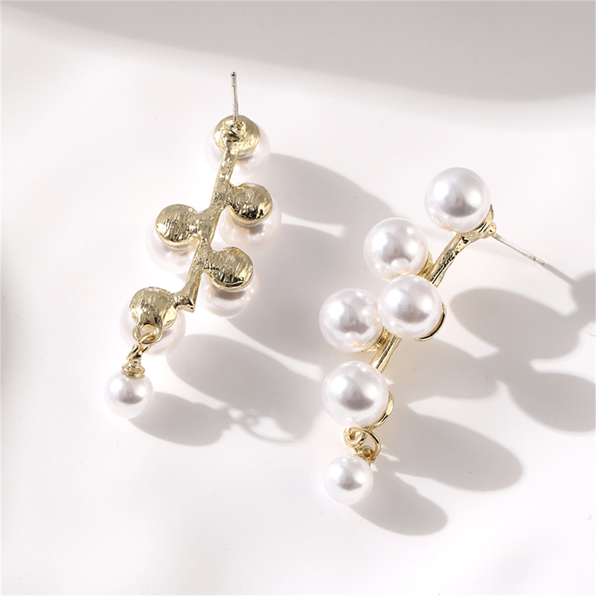 Pearl and 18K Gold-Plated Drop Earrings, gold drop earrings for women, botanical inspired, lifestyle look
