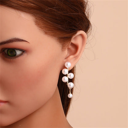 Pearl and 18K Gold-Plated Drop Earrings, gold drop earrings for women, botanical inspired, styled look
