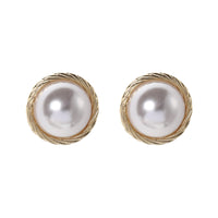 Imitation Pearl & Goldtone Twine Round Stud Earrings