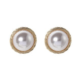 Imitation Pearl & Goldtone Twine Round Stud Earrings