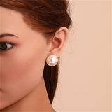 Imitation Pearl & Goldtone Twine Round Stud Earrings