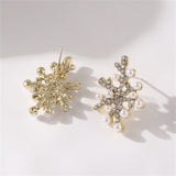 Imitation Pearl & Cubic Zirconia Coral Stud Earrings